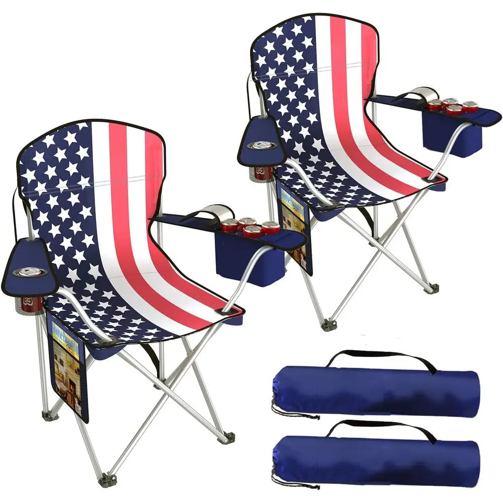 Durable Folding Camping Chairs With Cup Holder And Cooler Pouch