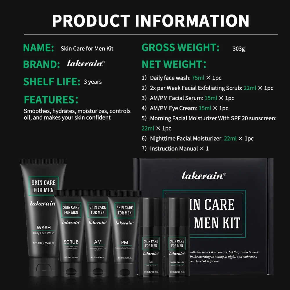 Lakerain Skincare Set SPF20 Oil Control Moisturizing Face Kit
