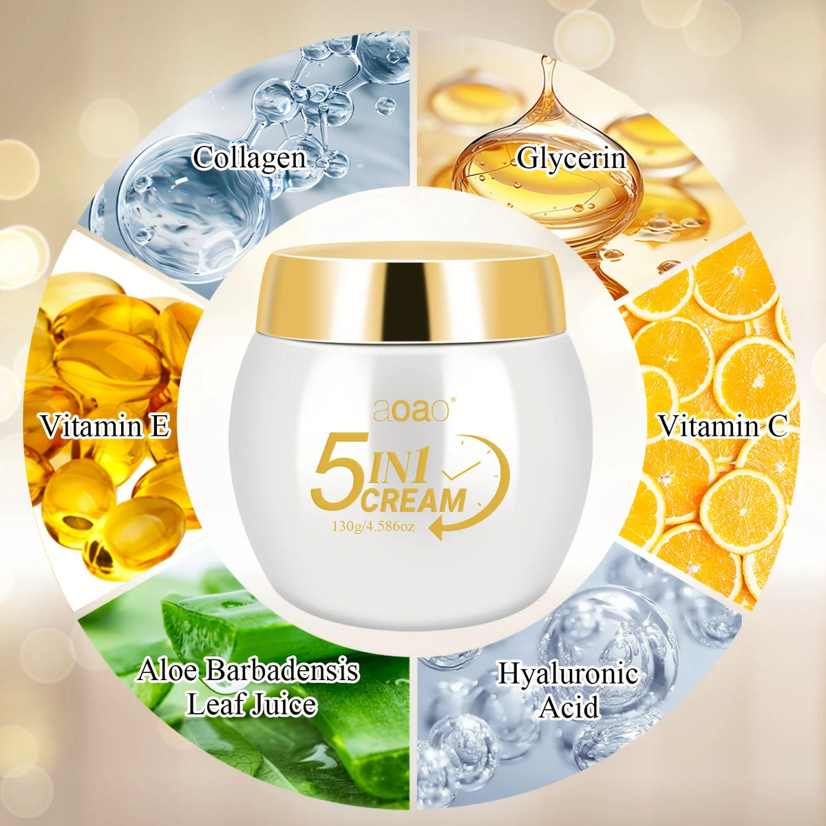 Aoao 5 In 1 Moisturizing Cream With Collagen And Niacinamide