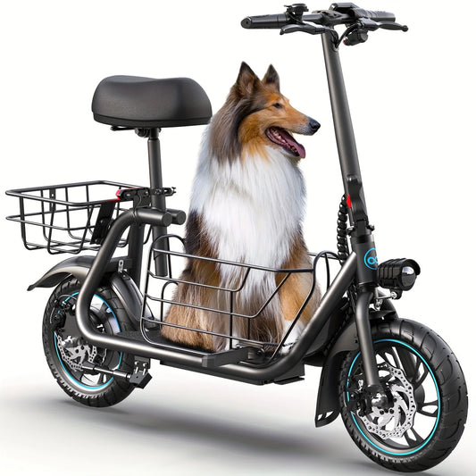 Gyroor Foldable Electric Scooter With Pet Basket For Adults
