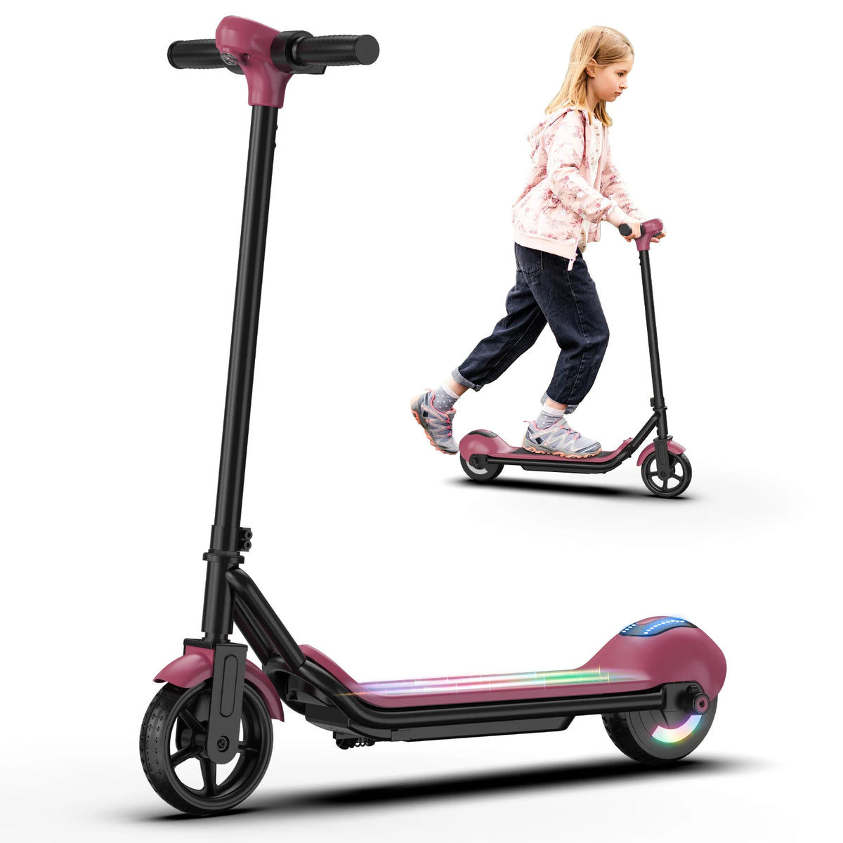 Osboo Kids Electric Scooter Bluetooth LED Lights 9Mph 110W Motor