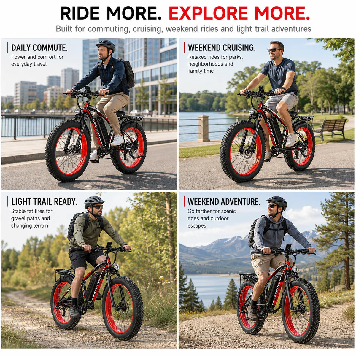 EOEOTWO 48V Fat Tire Electric Bike With Removable Battery