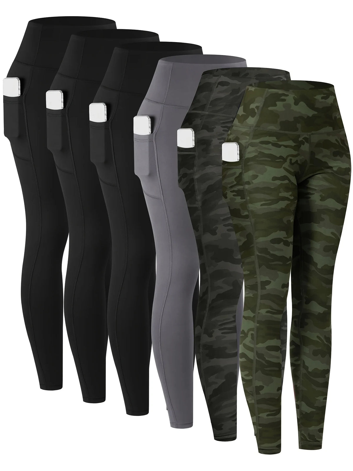 Women High Waist Cotton Modal Six Pockets Workout Yoga Leggings
