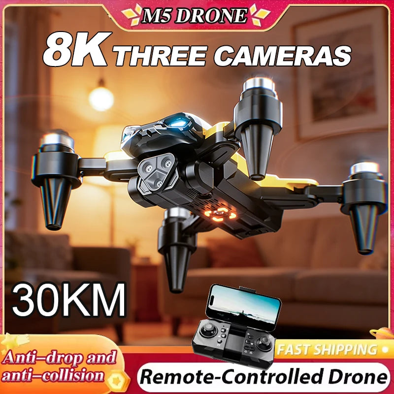 ZNLYRION Mini Brushless Drone M5 8K Foldable Obstacle Avoidance FPV