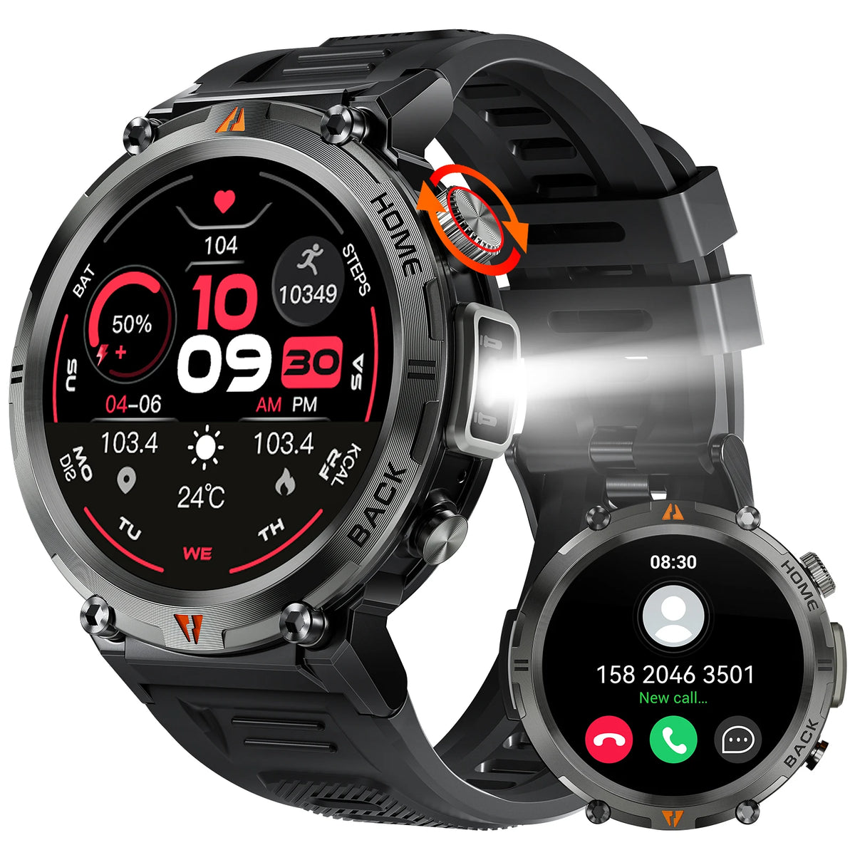 LaNikar Bluetooth Call Smart Watch With Health Monitor And Flashlight