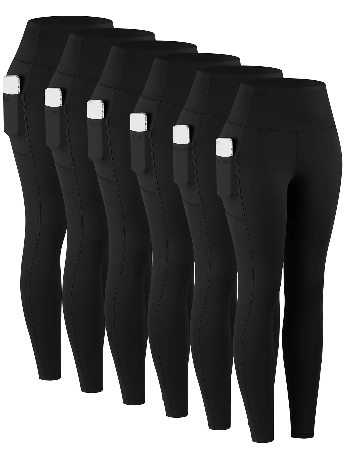 Women High Waist Cotton Modal Six Pockets Workout Yoga Leggings