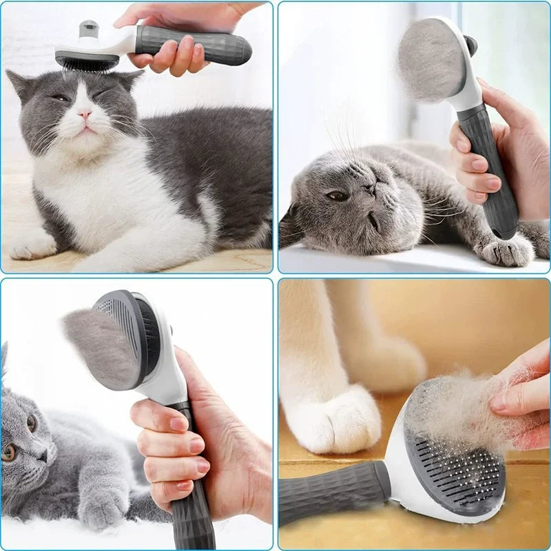One Button Self Cleaning Slicker Brush Hair Remover For Pets